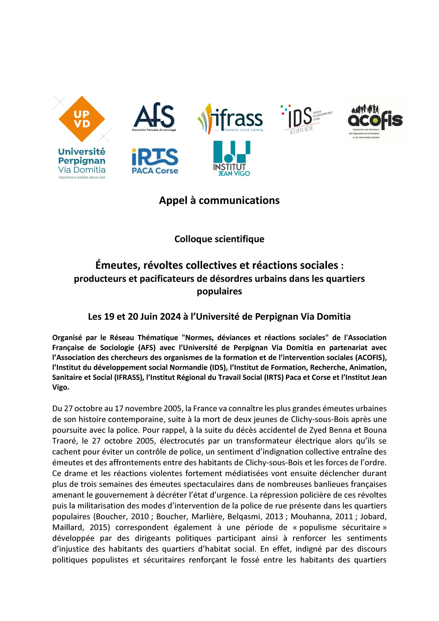 Appel à Communications - Colloque Scientifique International - Juin ...