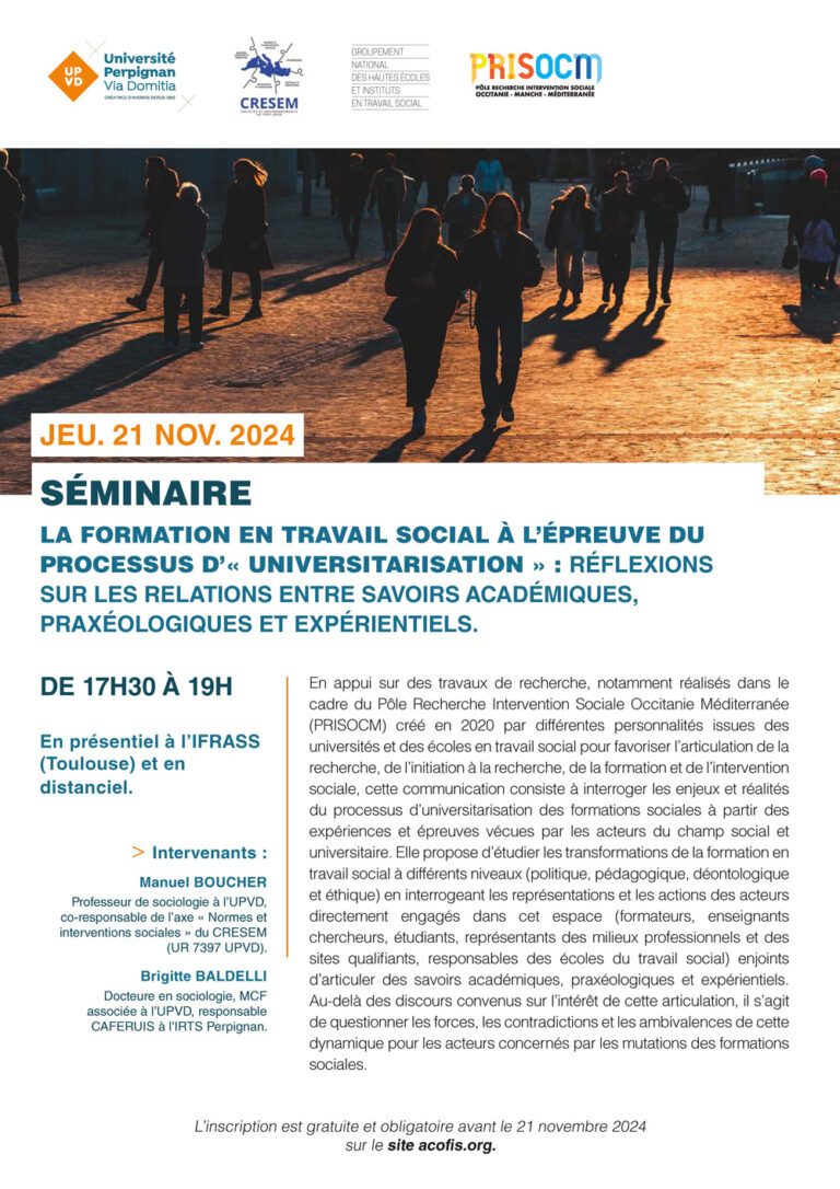 Séminaire CRESEM-GNHEITS du Jeudi 21 novembre 2024