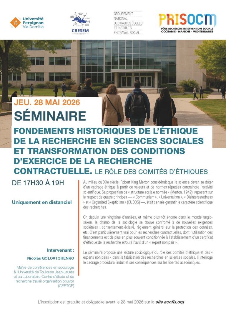 Séminaire CRESEM-GNHEITS du Jeudi 28 mai 2026
