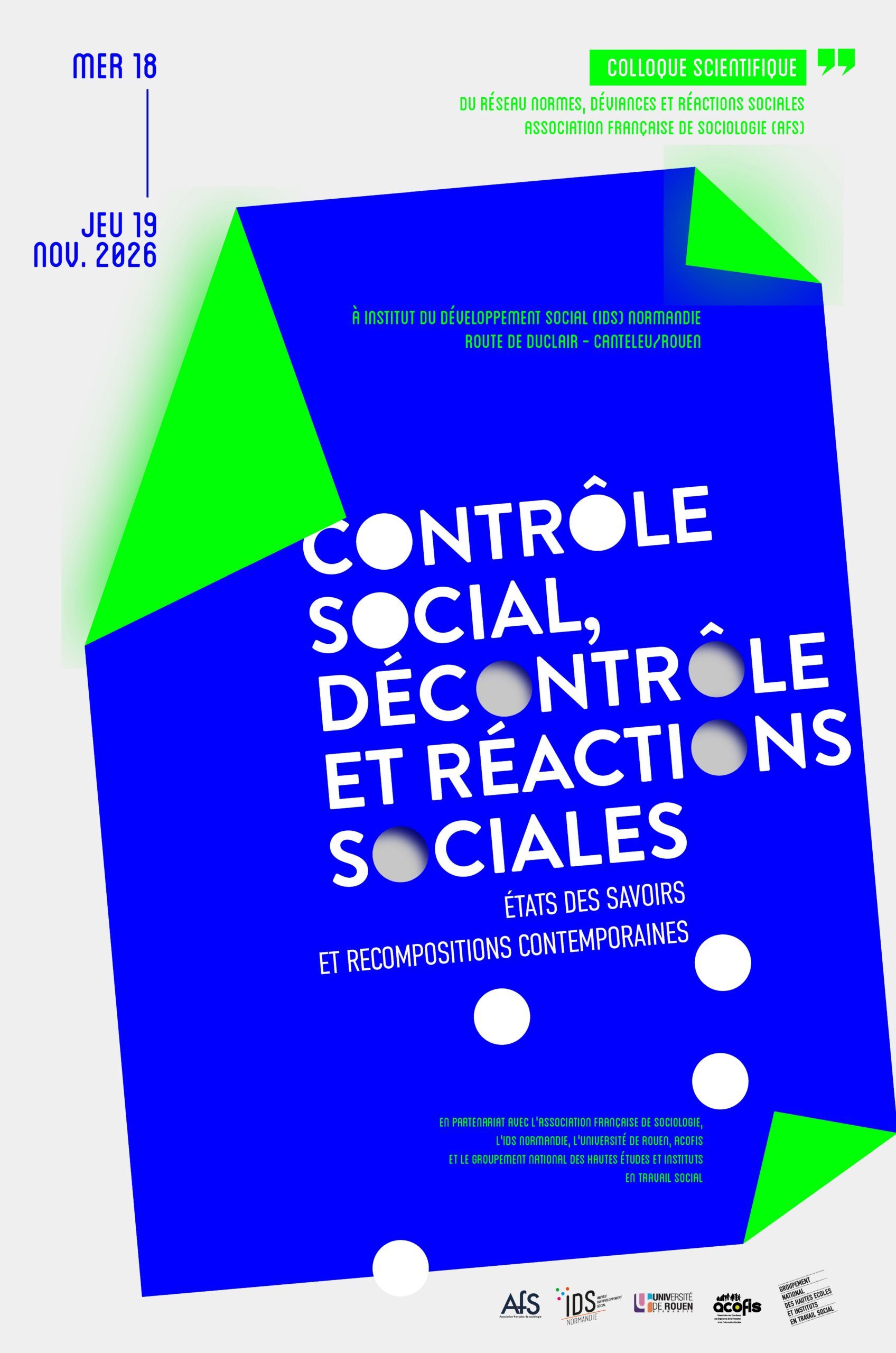 Affiche du colloque Contrôle social, décontrôle et réactions sociales